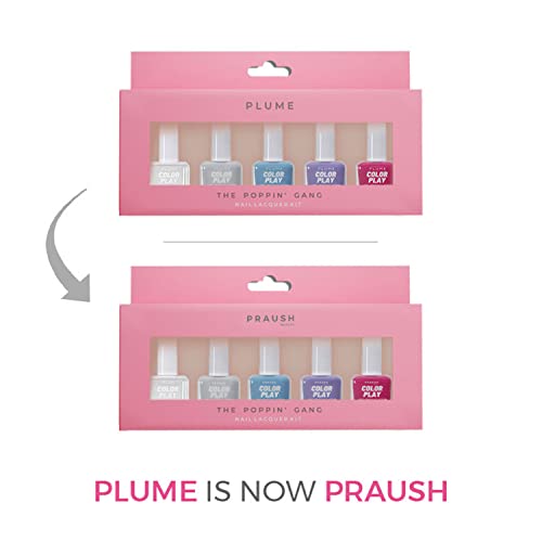 PRAUSH (Formerly Plume) ColorPlay 5-in-1 Nail Paint Combo Kit (25 ml),The Poppin Gang | Quick Drying | Long Lasting | Chemical Free | from PRAUSH BEAUTY