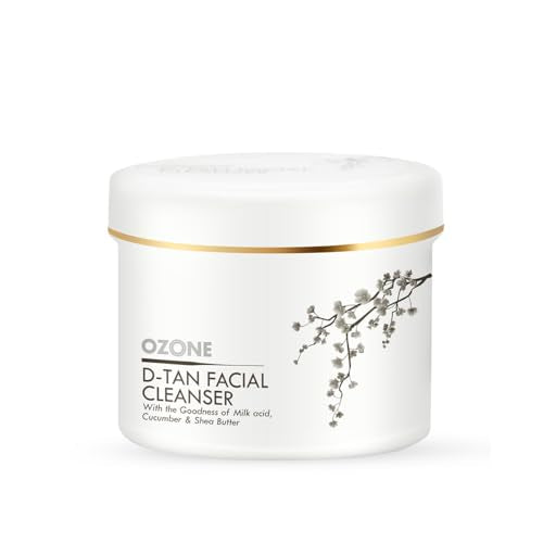 Ozone D-Tan Facial Cleanser | Enriched with Cucumber, Shea Butter & Milk | Detan Face Cleanser For Men & Women | All Skin Types, Tan Removal, Soft, Smooth & Uneven Skin Tone | 250gm from Ozone