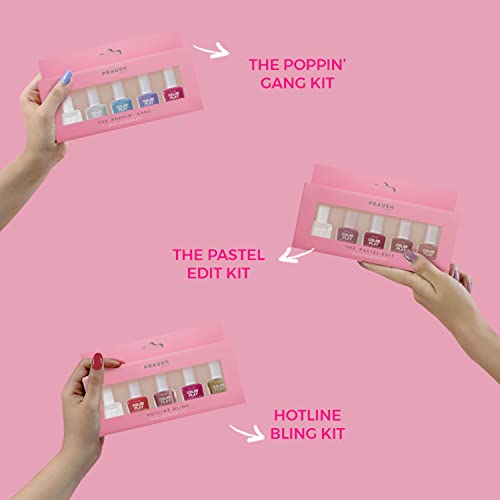 PRAUSH (Formerly Plume) ColorPlay 5-in-1 Nail Paint Combo Kit (25 ml),The Poppin Gang | Quick Drying | Long Lasting | Chemical Free | from PRAUSH BEAUTY