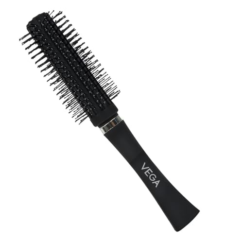 Vega Round Hair Brush (India's No.1* Hair Brush Brand) For Adding Curls, Volume & Waves In Hairs| Men and Women| All Hair Types (E5-RB N) from VEGA