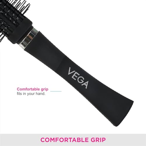 Vega Round Hair Brush (India's No.1* Hair Brush Brand) For Adding Curls, Volume & Waves In Hairs| Men and Women| All Hair Types (E5-RB N) from VEGA