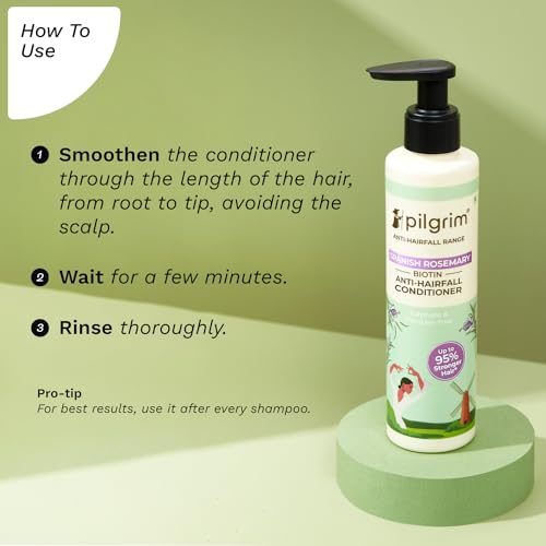 Pilgrim Spanish Rosemary & Biotin Anti Hairfall Conditioner for Reducing Hair Loss & Breakage | Upto 95% stronger hairs | Suitable for all hair types | For Men & Women 200ml conditioner from Pilgrim