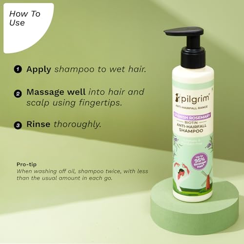 Pilgrim Spanish Rosemary & Biotin Anti Hairfall Shampoo for Reducing Hair Loss & Breakage | Upto 95% stronger hairs | Suitable for all hair types | For Men & Women 200ml shampoo and conditioner from Pilgrim