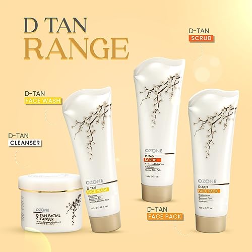 Ozone D-Tan Facial Cleanser | Enriched with Cucumber, Shea Butter & Milk | Detan Face Cleanser For Men & Women | All Skin Types, Tan Removal, Soft, Smooth & Uneven Skin Tone | 250gm from Ozone