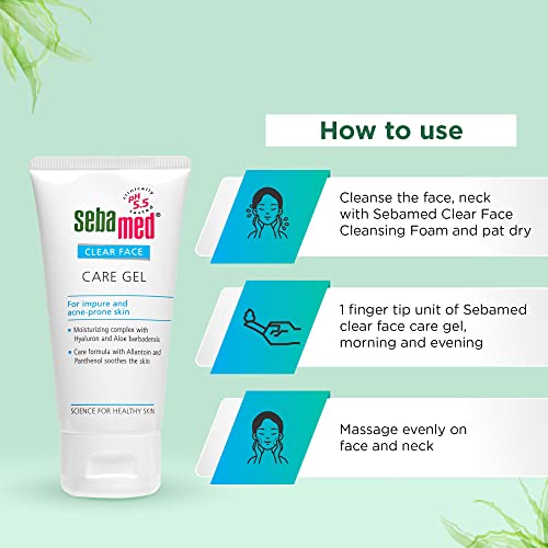 Sebamed Clear Face Care Gel 50Ml|Ph 5.5|Acne Prone Skin|Hyaluron & Aloe Vera|Water Based Moisturiser from SebaMed