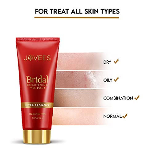 Jovees Herbal Bridal Brightening Face Scrub With Turmeric, Honey & Pearl Millet Flour | For All Skin Types | Gently Remove Dead Skin | For Ultra Radiance 100G from JOVEES