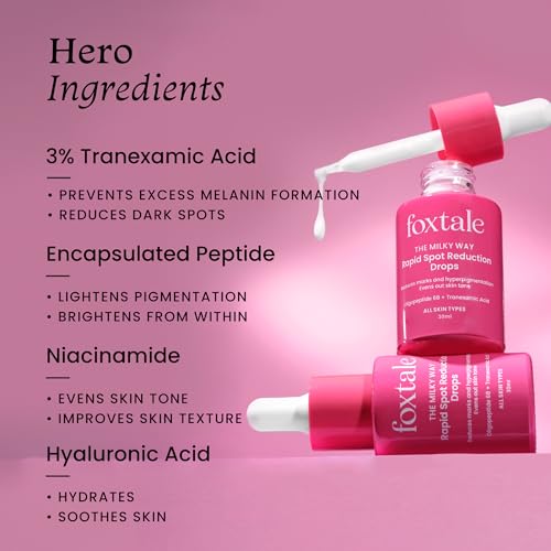 Foxtale 3% Tranexamic Acid & Peptide Serum for Pigmentation | Reduces Marks & Hyperpigmentation | Fades Dark Spots | Brightens and Evens Out Skin Tone | All Skin Types | Men and Women - 30 ml from FoxTale