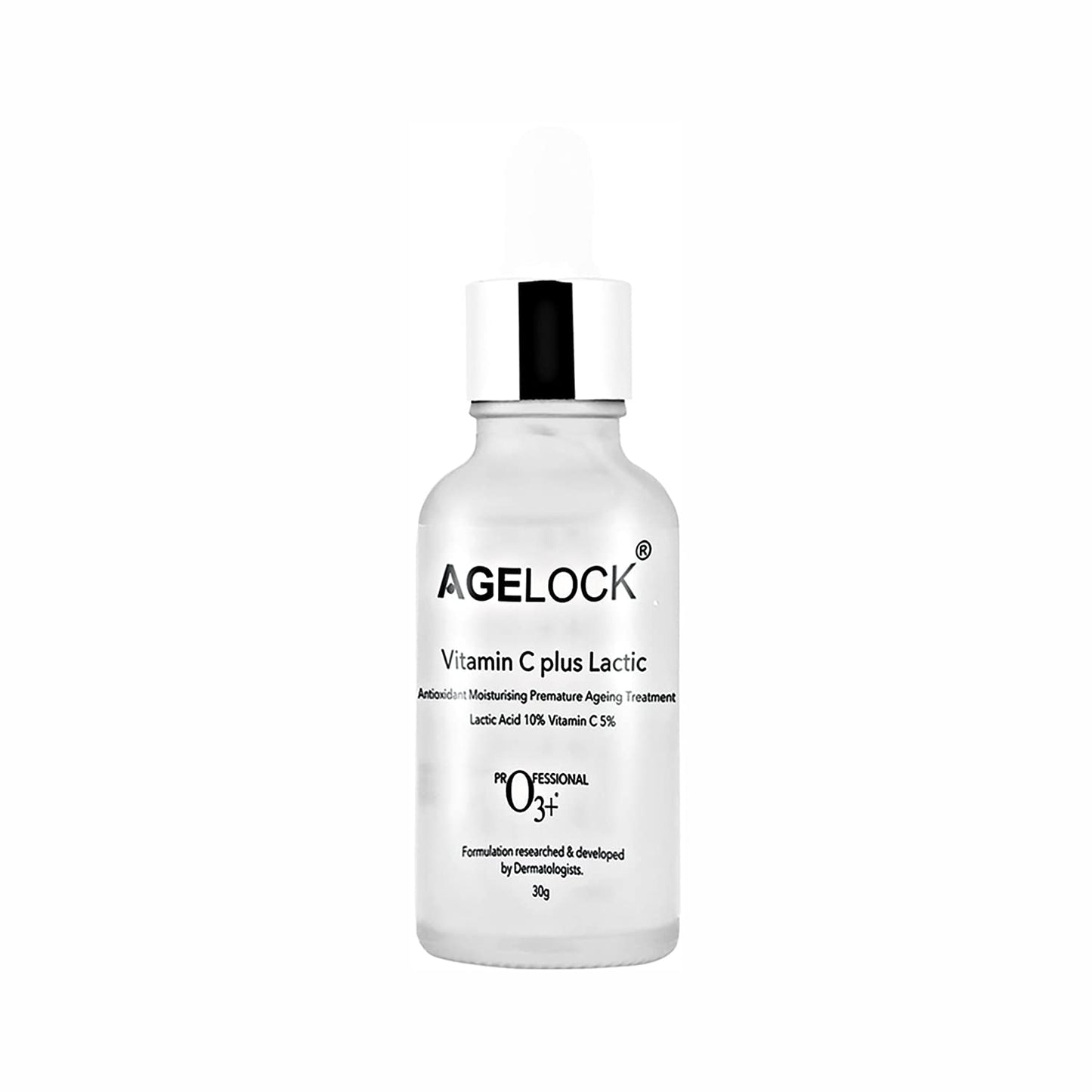 O3+ Agelock Vitamin C Lactic Acid Serum for Face Exfoliation, Anti Ageing, Moisturising & Whitening All Skin Types, 30g from O3+