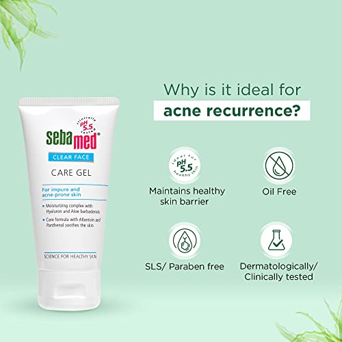 Sebamed Clear Face Care Gel 50Ml|Ph 5.5|Acne Prone Skin|Hyaluron & Aloe Vera|Water Based Moisturiser from SebaMed