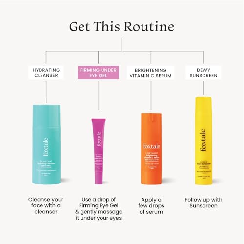 Foxtale Firming Eye Gel to Reduce Dark Circles, Puffy Eyes, Fine Lines and Inflammation | Cooling and Hydrating for Under-Eyes with Peptides, Algae, Provitamin B5| All Skin Types| Men & Women - 20ml from FoxTale