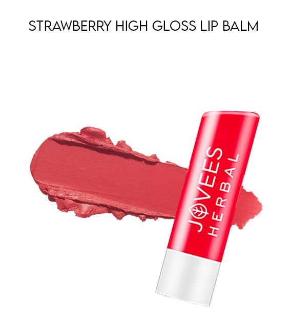 Jovees Herbal Strawberry High Gloss Lip Balm | With Vitamin E | 24 hour Moisture | Gives soft and smooth lips 5g from JOVEES