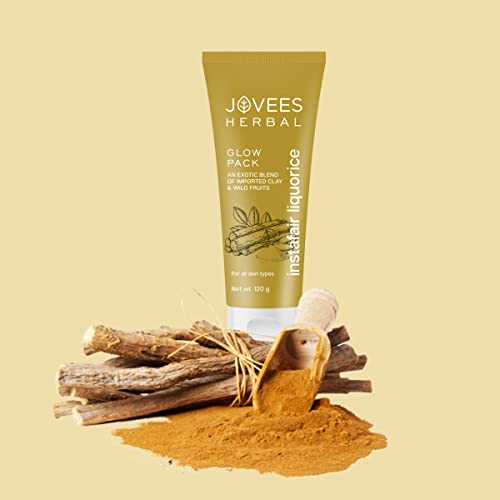 Jovees Herbal Insta Fair Liquorice Clay Pack For Brighter Glowing Skin, 120g | All Skin Types | Paraben & Alcohol Free |Pack of 1 from JOVEES
