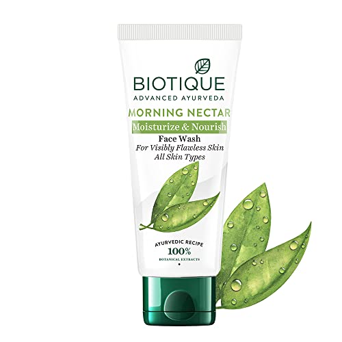 Biotique Morning Nectar Moisturize & Nourish Face Wash | Contains Wild Turmeric, Neem Leaves, & Morning Nectar | Visibly Flawless Skin | Suitable for All Skin Types | 150 ml face Wash from Biotique