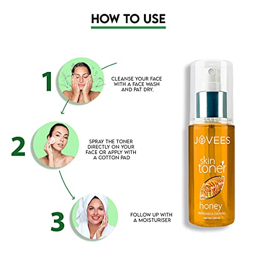 JOVEES Herbal Honey Toner | Cleanses & Moisturises | Pore Tightening | Toner For Dry Or Combination Skin | Paraben & Alcohol Free | 200 Ml, Pack of 1 from JOVEES