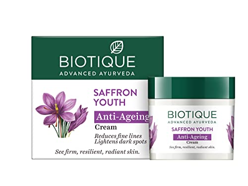 Biotique Bio Saffron Dew Youthful Moisturizer Cream | Protects Skin Cells | Prevents Ageing And Retains Youthful Glow | 100% Botanical Extracts | Suitable For All Skin Types | 50G Moisturizer from Biotique