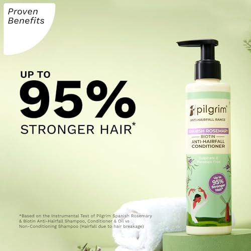 Pilgrim Spanish Rosemary & Biotin Anti Hairfall Conditioner for Reducing Hair Loss & Breakage | Upto 95% stronger hairs | Suitable for all hair types | For Men & Women 200ml conditioner from Pilgrim