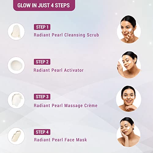 Lotus Herbals Radiant Pearl Facial Kit For Lightening & Brightening Skin With Pearl Dust & Green Tea, 4 Easy Steps, 37g(Single Use) from Lotus