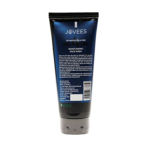 Jovees Herbal Men's Essential Advanced 4 in 1 Moisturizing Face Wash |with Vit C and Vit E | Gives Clean and Clear Skin |For All Skin Types | 100g from JOVEES