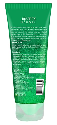 Jovees Herbal Tea Tree Oil Control Face Wash For Oily and Sensitive Skin | Paraben and Alcohol Free | 120 ML from JOVEES