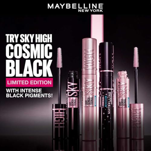 Maybelline New York Waterproof Mascara, Lengthening & Volumizing Mascara, With Bamboo Extract & Fibres, Lash Sensational Sky High, Very Black, 6ml from Maybelline