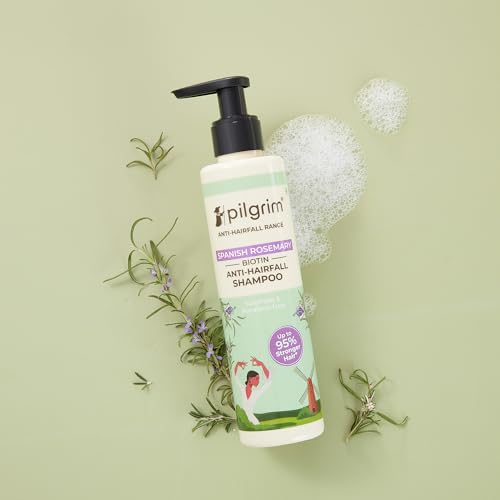 Pilgrim Spanish Rosemary & Biotin Anti Hairfall Shampoo for Reducing Hair Loss & Breakage | Upto 95% stronger hairs | Suitable for all hair types | For Men & Women 200ml shampoo and conditioner from Pilgrim