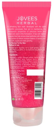 Jovees Herbal Strawberry Face Wash with Strawberry Extracts | For Normal to Dry Skin | For Women/Men | For Hydrating & Glowing Skin 120ml (Pack of 1) from JOVEES