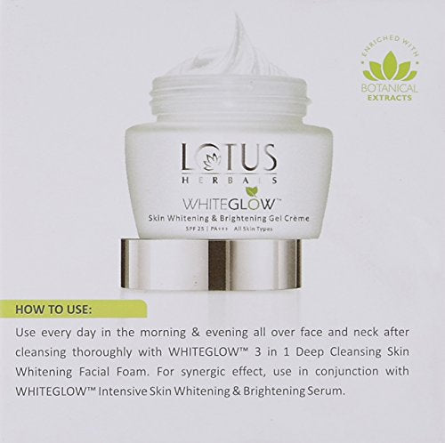 Lotus Herbals Whiteglow Skin Whitening And Brightening Gel Face Cream With Spf-25, For All Skin Types, 60g (Pack of 1) from Lotus