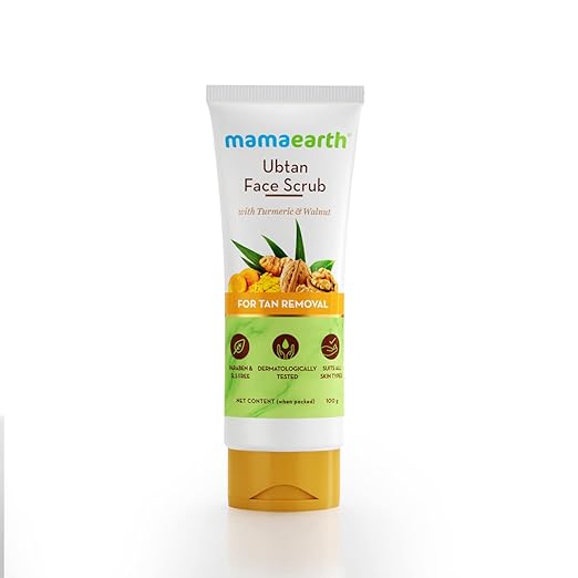 Mamaearth Ubtan Scrub For Face with Turmeric & Walnut for Tan Removal - 100g Face Scrub from mamaearth