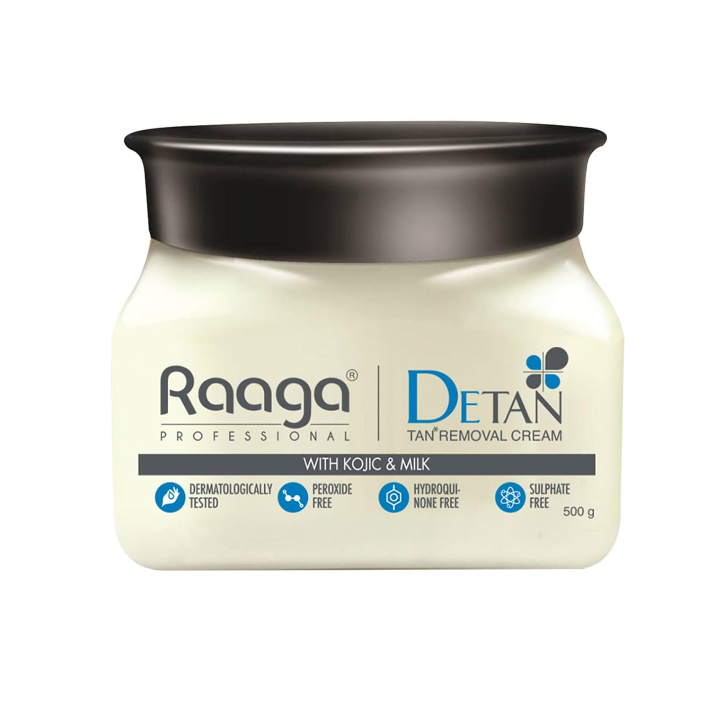 Raaga Professional De-Tan Pack | Tan Removal Cream with Kojic and Milk | Dermatologically Tested, Peroxide Free, Hydroquinone Free, Sulphate Free (500 gm) from Raaga Professional