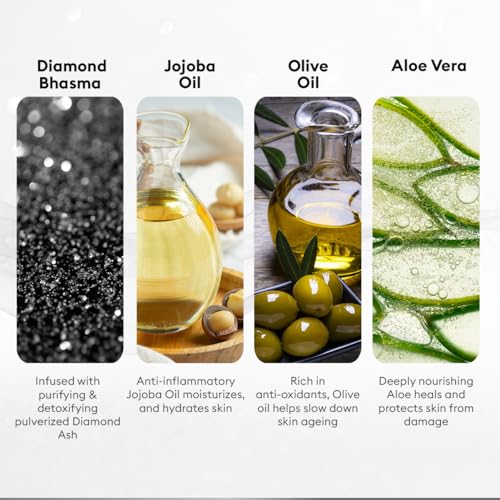 VLCC Diamond Facial Kit - 60g | Skin purifying with Parlour Glow | Improves Skin Elasticity, Brightens and Lightens Patchy Damaged Skin | With Colloidal Diamond, Jojoba Oil, Olive Oil & Aloe Vera. from VLCC