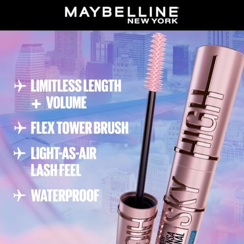 Maybelline New York Waterproof Mascara, Lengthening & Volumizing Mascara, With Bamboo Extract & Fibres, Lash Sensational Sky High, Very Black, 6ml from Maybelline
