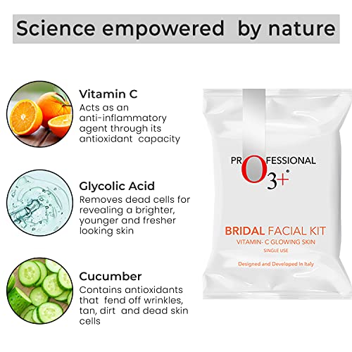 O3+ Bridal Facial Kit Vitamin C for Glowing Skin and Radiant Complexion Suitable for All Skin Types (44g+103ml, Single Use) from O3+