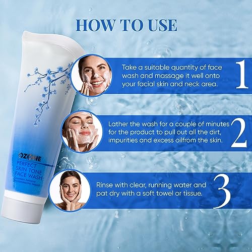 Ozone Perfect Skin Tone Face Wash For Men & Women | Ideal For All Skin Types Helps in Nourishing, Glowing & Moisturising The Skin | Enriched with Aloe Vera, Lemon & Cucumber -100 g (Pack of 1) from Ozone