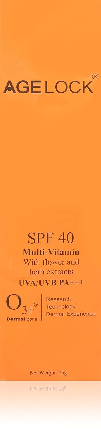 O3+ Agelock SPF 40 Multi-Vitamin UVA/UVB PA+++ with Flower and Herb Extracts (75gm) from O3+
