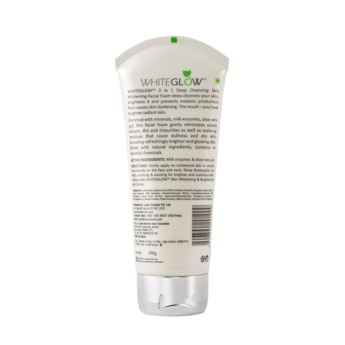 Lotus Herbals WhiteGlow 3 in 1 Deep Cleansing Facial Foam I Deep Cleansing formula I Acne-control I Non-drying I Fades dark spots I with Alpha Arbutin & Saxifraga extracts I Suits all skin types I Women & Men I 100ml from Lotus
