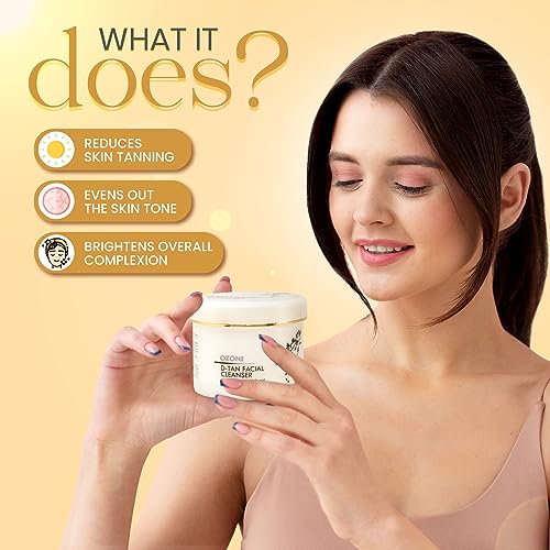 Ozone D-Tan Facial Cleanser | Enriched with Cucumber, Shea Butter & Milk | Detan Face Cleanser For Men & Women | All Skin Types, Tan Removal, Soft, Smooth & Uneven Skin Tone | 250gm from Ozone