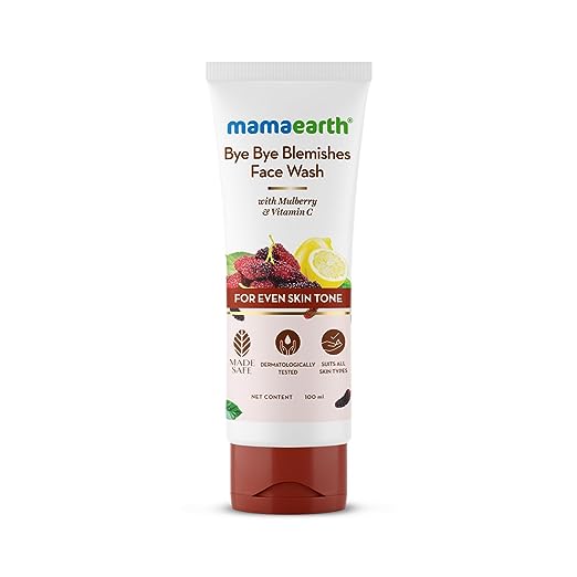 Mamaearth Bye Bye Blemishes Face Wash with Mulberry and Vitamin C for Even Skin Tone - 100 ml Gently Cleanses | Reduces Dark Spots | Brightens Skin | Reduces Pigmentation | Niacinamide face Wash from mamaearth