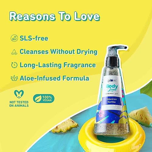 Plum BodyLovin' Hawaiian Rumba Shower Gel | SLS-Free Body Wash For Women & Men | Long Lasting Beachy Fragrance | Aloe-Infused Nourishing Body Cleanser For Soft & Smooth Skin (240 ml) from Plum