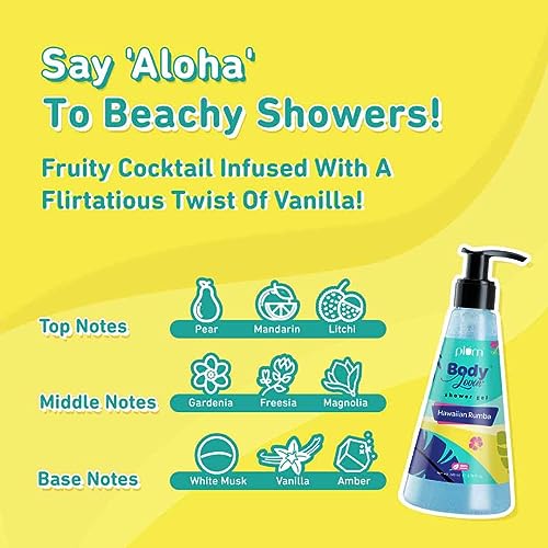 Plum BodyLovin' Hawaiian Rumba Shower Gel | SLS-Free Body Wash For Women & Men | Long Lasting Beachy Fragrance | Aloe-Infused Nourishing Body Cleanser For Soft & Smooth Skin (240 ml) from Plum