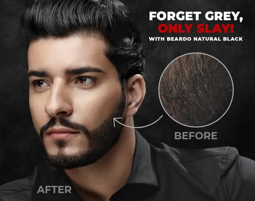 Beardo Beard Color For Men - Natural Black, 60ml | Long Lasting | No Ammonia | Easy to apply, No Stain Beard Hair Colour for men | Skin Friendly Hair dye | Full Grey Hair Coverage Beard Color color from BEARDO
