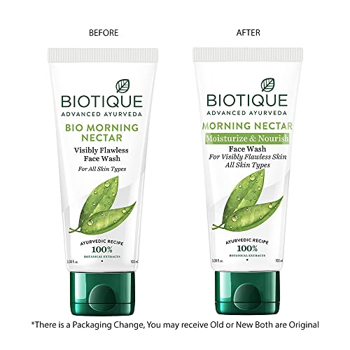 Biotique Morning Nectar Moisturize & Nourish Face Wash | Contains Wild Turmeric, Neem Leaves, & Morning Nectar | Visibly Flawless Skin | Suitable for All Skin Types | 150 ml face Wash from Biotique