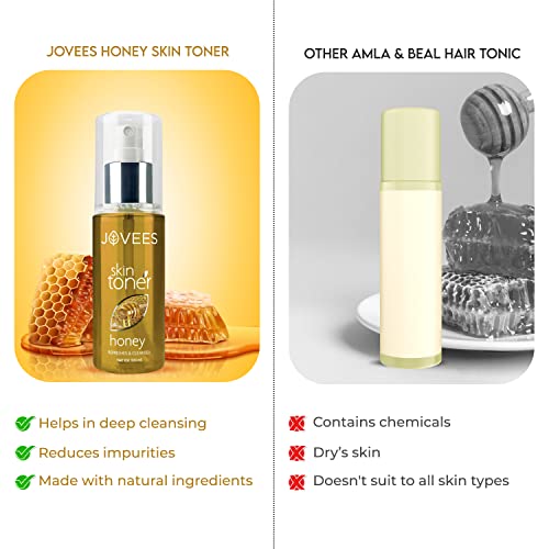 JOVEES Herbal Honey Toner | Cleanses & Moisturises | Pore Tightening | Toner For Dry Or Combination Skin | Paraben & Alcohol Free | 200 Ml, Pack of 1 from JOVEES