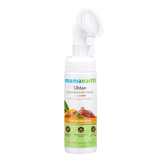 Mamaearth Ubtan Foaming Face Wash with Turmeric and Saffron for Tan Removal - 150ml Brightens Skin | Removes Tan | Gently Exfoliates face Wash from mamaearth