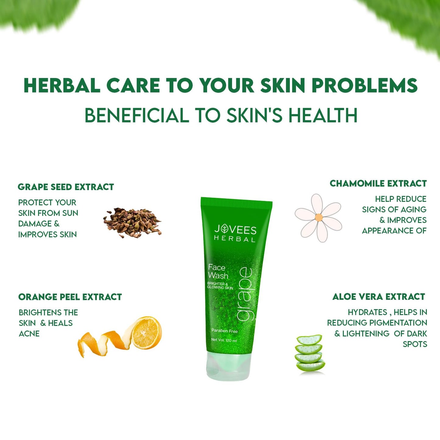 Jovees Herbal Grape Face Wash With Grape Seed & Orange Peel Extracts | For Brighter & Glowing Skin | Reduces Uneven Skin Tone & Fine Lines | For All Skin Types 120 ML from JOVEES