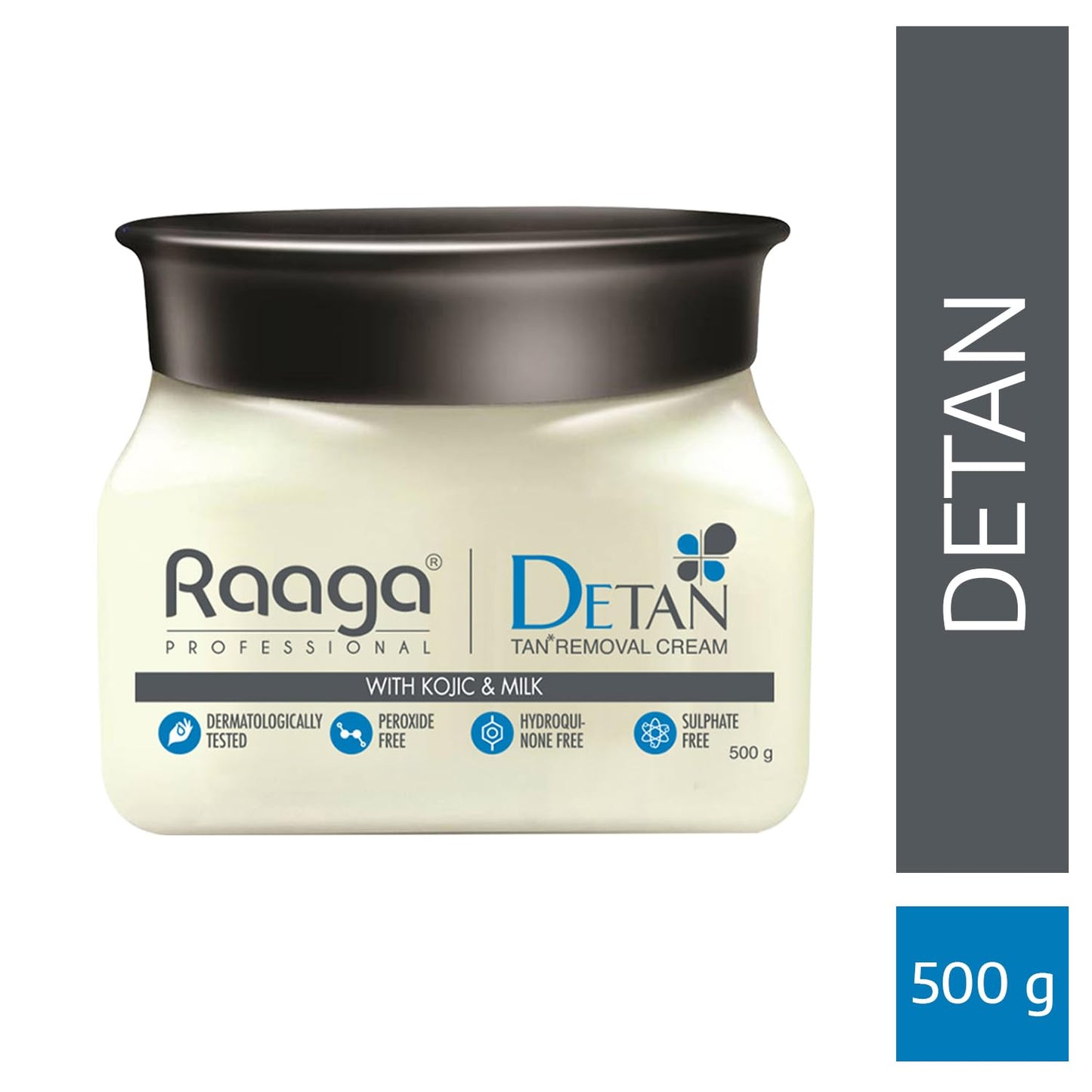 Raaga Professional De-Tan Pack | Tan Removal Cream with Kojic and Milk | Dermatologically Tested, Peroxide Free, Hydroquinone Free, Sulphate Free (500 gm) from Raaga Professional