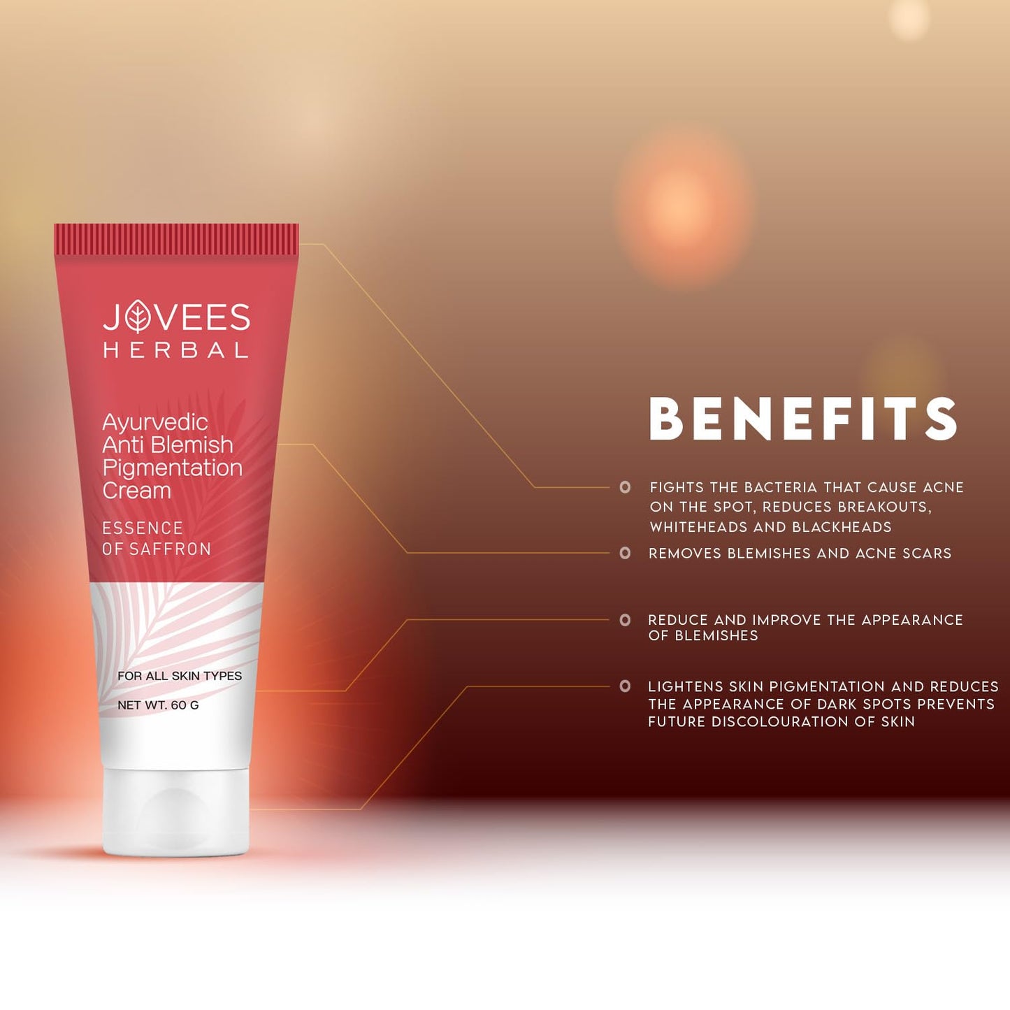 Jovees Herbal Anti Blemish Pigmentation Cream For Women/Men | Pigmentation and Blemish Removal | Clean and Clear Skin |100% Natural | Paraben and Alcohol Free | 60GM from JOVEES