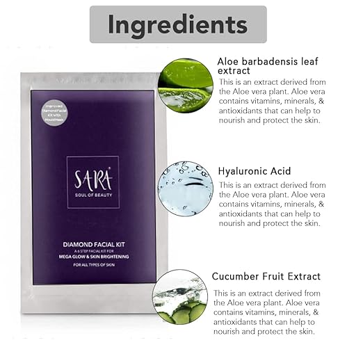 Sara 6 -Step Diamond Facial Kit Infused with Aloe Vera & Cucumbur Fruit Extract | Perfect For Tan Removal & Brightening Skin, 62 gm facial Kits from SARA BEAUTY