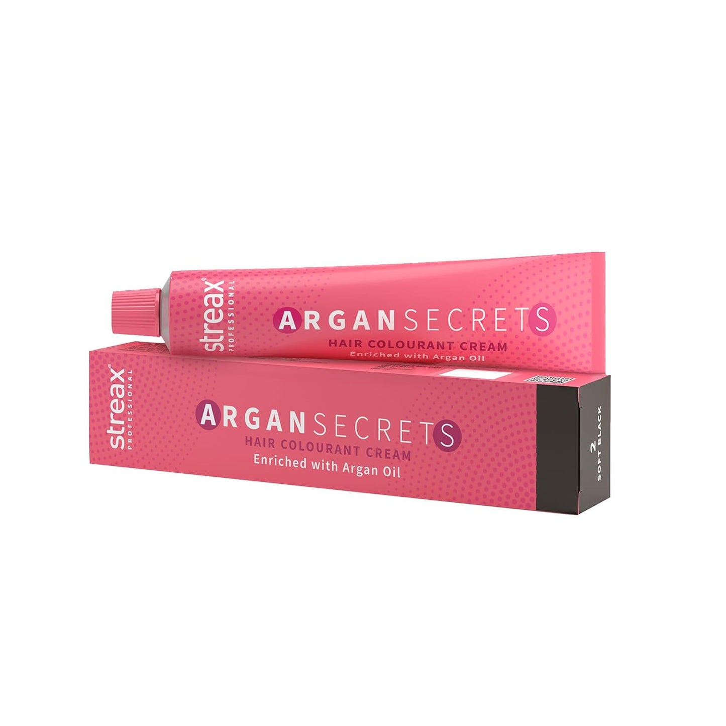 Streax Professional Argan Secrets Permanent Hair Colourant Cream - Soft Black 2 (Enriched with Argan Oil) For All hair types ; 90 gm from Streax Professional