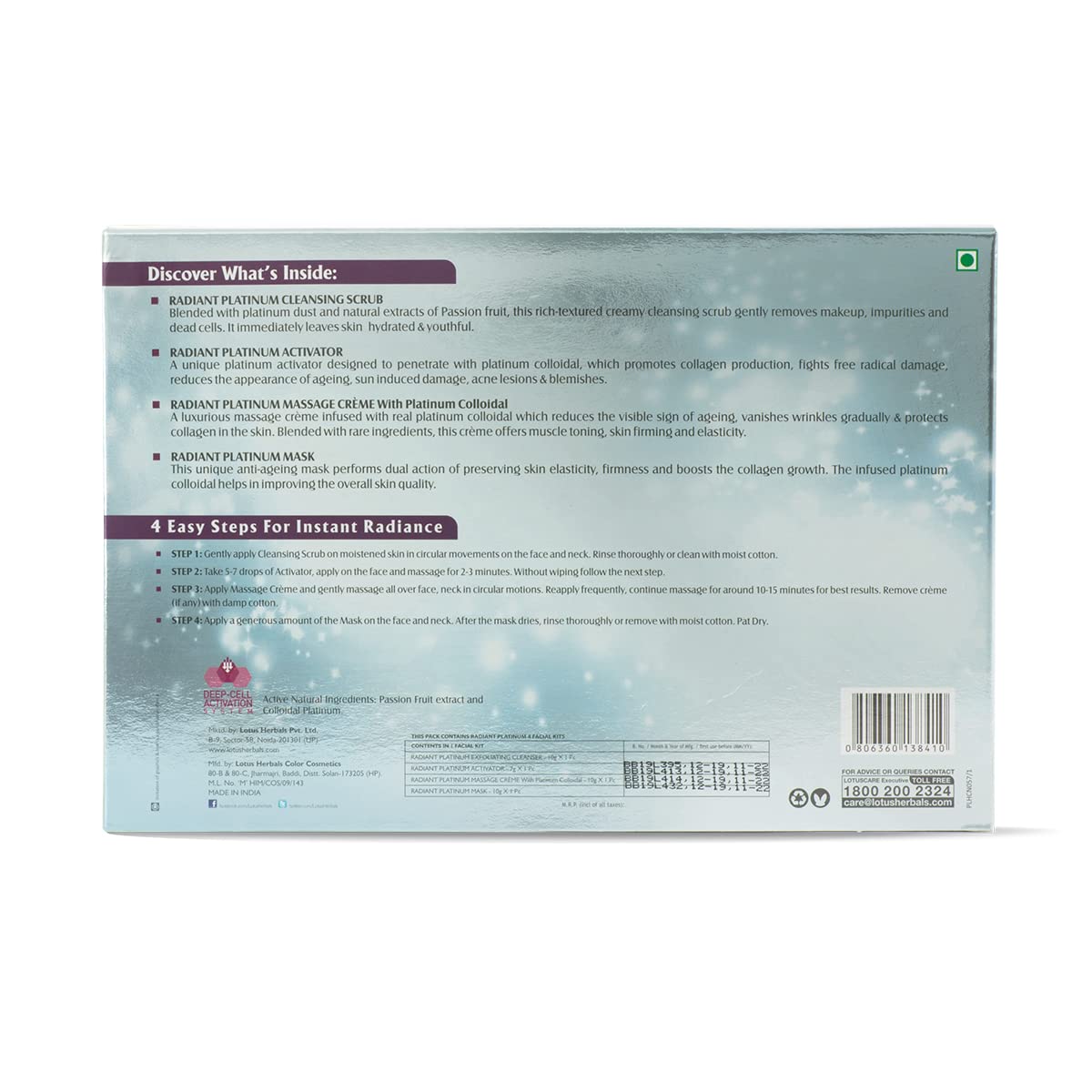 Lotus Herbals Radiant Platinum Cellular Anti-Ageing Facial Kit from Lotus