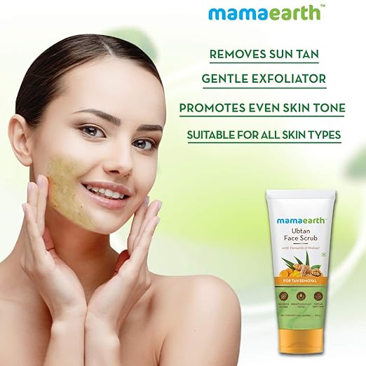 Mamaearth Ubtan Scrub For Face with Turmeric & Walnut for Tan Removal - 100g Face Scrub from mamaearth
